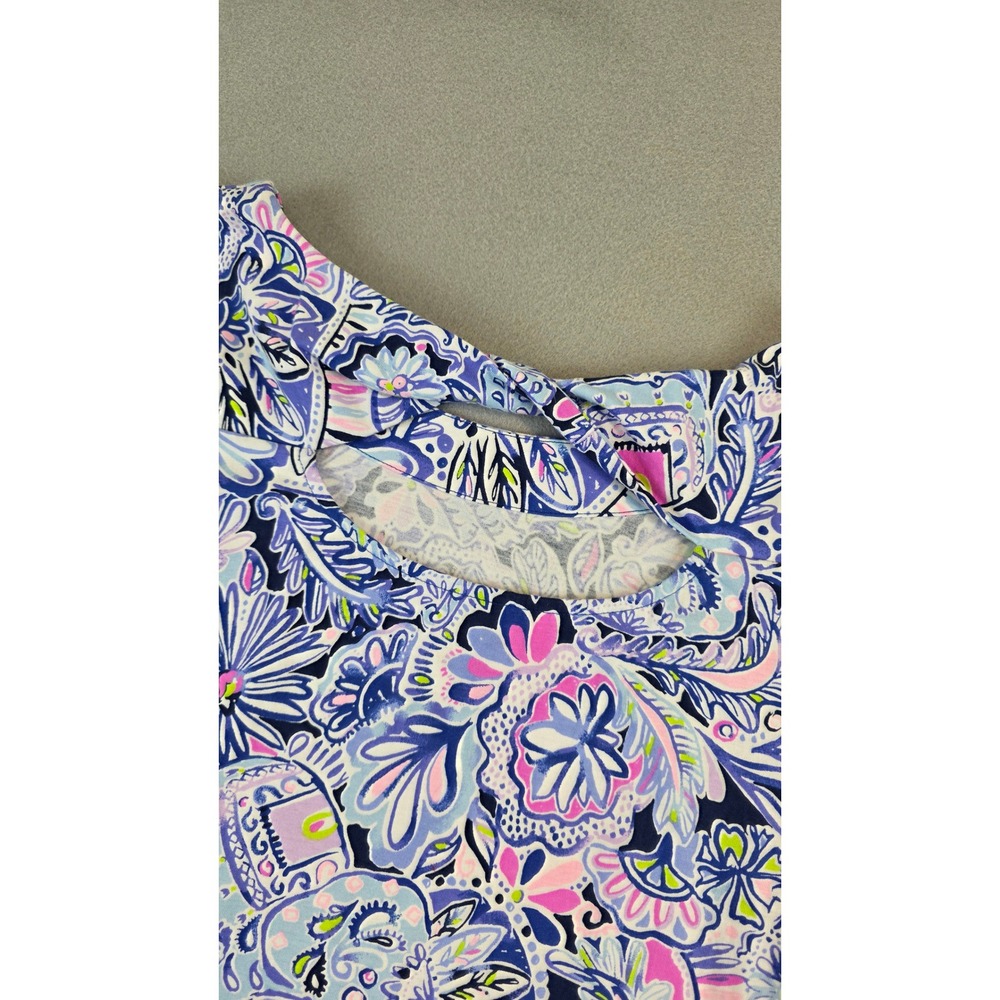 Lilly Pulitzer Bay Dress Elephant Namaste in the Jungle Swing Cotton Jersey sz L - Picture 9 of 9
